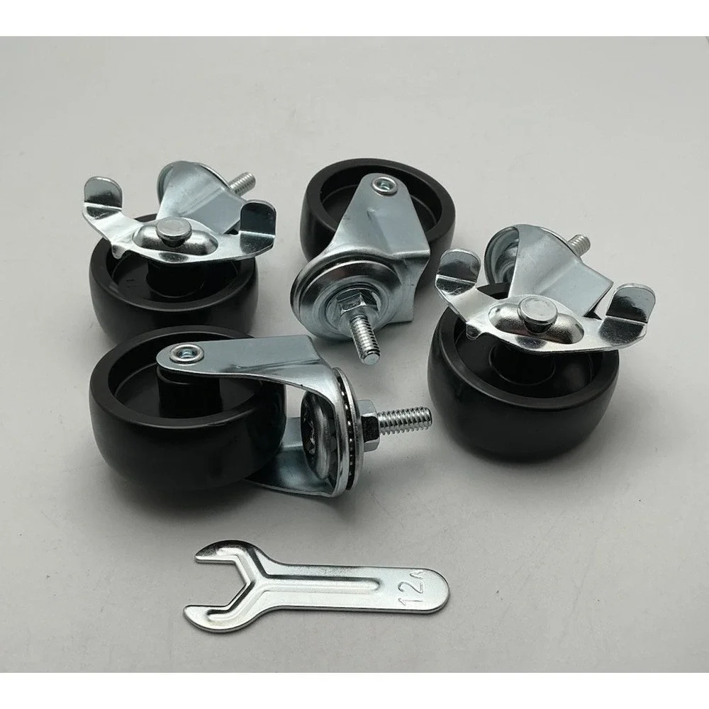 Threaded Stem Caster Wheels (4), 2 w/ Locking Brakes, ~1 7/8